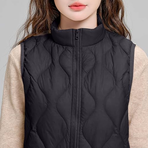 KUIH Padded Gilets for Women UK Warm Lightweight Gilet Quilted Puffer Jackets Cropped Vest Sleeveless Zip up Jacket Winter Warm Coat Baggy Outwear Solid Warm Tops Ladies Outerwear Body Warmer - Image 5