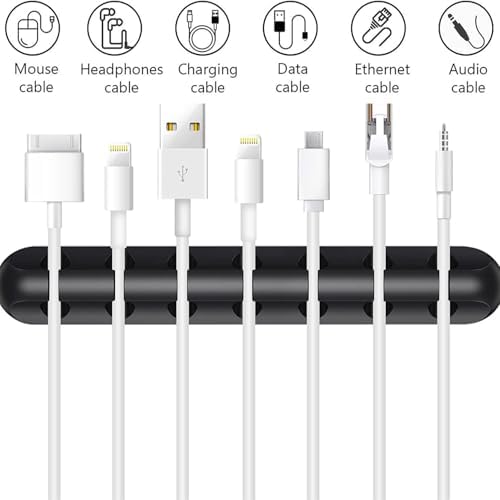 Cable Holder Clips 3 Pack, Cable Organizer for Desk, Cord Management Clips with 3/5/7 Slots, Silicone Cable Clips for USB Cables, Charging Cords, Power Cables, Office & Home – Black image 5