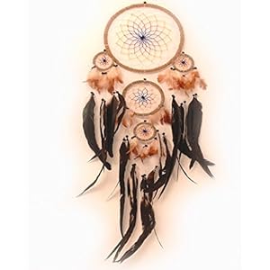 Attrape-rêves (diam= 22 cm, L = 70 cm), Plumes véritables (Dreamcatcher)