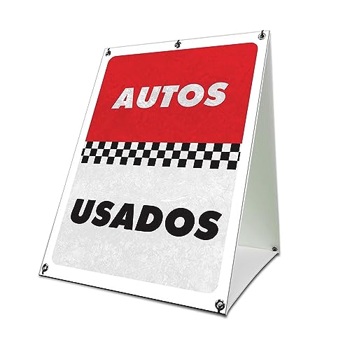 Autos Usados 24" x 36" A-Frame Sidewalk Sign| Advertise Your Business | Images On Both Sides | Auto Shop Car Dealer Dealerships | Made in The USA