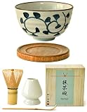 Premium Japanese Ceremonial Matcha Green Tea Chawan Bowl Full Kit Matcha Whisk Set with Accessories