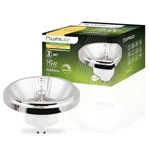 Lumiled LED-Leuchtmittel ES111 GU10 Fassung dimmbar 230V 10W (Entspricht 75 Watt) Warmweiß 3000K 24 Grad Abstrahlwinkel Silber 1055 Lumen Ra>90 Aluminium dimmbare Downlight AR111 Lumiled LED-Leuchtmittel ES111 GU10 Fassung dimmbar 230V 10W (Entspricht 75 Watt) Warmweiß 3000K 24 Grad Abstrahlwinkel Silber 1055 Lumen Ra>90 Aluminium dimmbare Downlight AR111