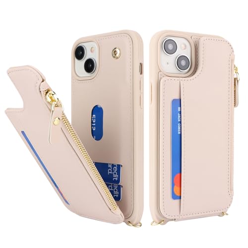 Coque portefeuille pour iPhone 13 avec sangle et pochette zippée - 4