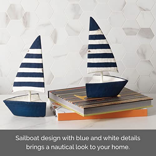 Elements Resin Sailboat Bookends, Blue And White #TOP3