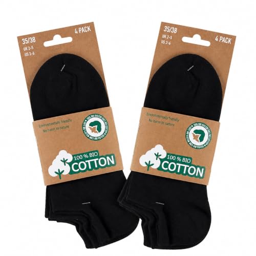 Lieblingsstrumpf24 8 Paar Bio Baumwolle Sneaker Socken Öko-Tex Standard 100 (43-46, Schwarz)