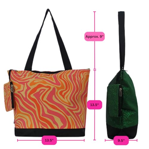 Image of NGIL Medium Top Zipper Closure Canvas Tote Bag with Attached Matching Coin Purse For Moms and Nurses