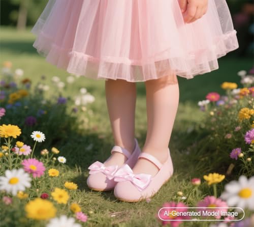 Image of PHIRAMIN Toddler Flower Girl Dress Shoes - Little Girl Ballet Flats Bow Wedding Party