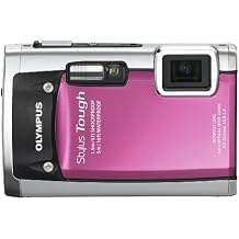 OM SYSTEM OLYMPUS Stylus Tough 6020 كاميرا رقمية بدقة 14 ميجابكسل مع تكبير بزاوية واسعة 5 &times; ونموذج قديم باللون الوردي LCD مقاس 2.7 بوصة