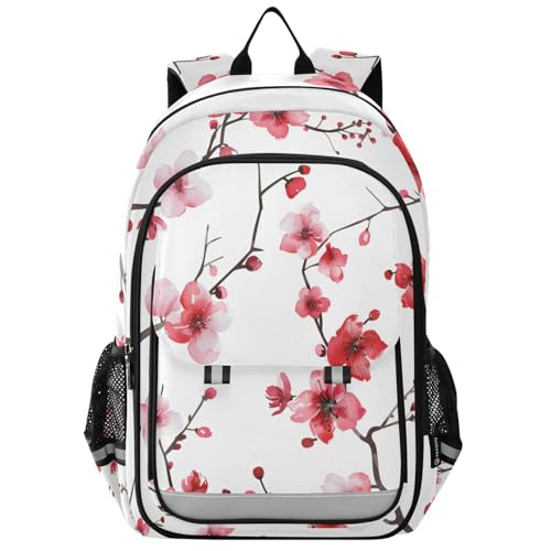 ALAZA Cherry Blossoms Pink Red Backpack School Backpacks Travel Laptop Bag Kids Bookbag for Girls Teens Women