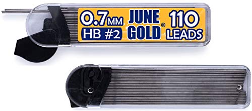 June Gold 72 Mechanical Pencils, 0.7 mm HB #2 Lead, 2 Lead Dispensers/w 220 Refills & 16 Erasers, Break Resistant Lead, Convenient Side Click & Soft Non-Slip Grip