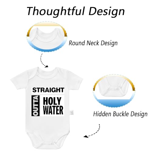 Straight Outta Holy Water Bodysuit, Cute Matching Family Outfits, Funny Boys Girls Short Sleeve Jumpsuit Outfits2