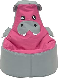 Gray and Pink Hippo Kids Bean Bag Chair