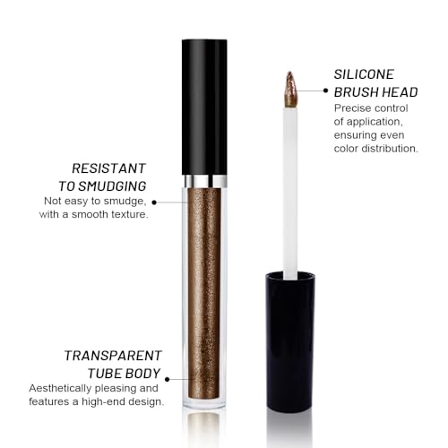 Image of SUAKE Liquid Sparkling Glitter Eyeshadow Stick Pack - High Pigment Shimmer Metallic Eye Shadow, Long-Lasting, White Blue Black Gold Purple Bold Colors,Quicking-Dry (10#-Dark Gray, Pack of 1)