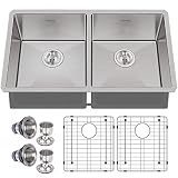 hykolity 33-inch Undermount 50/50 Double Bowl 16 Gauge Stainless Steel Kitchen Sink