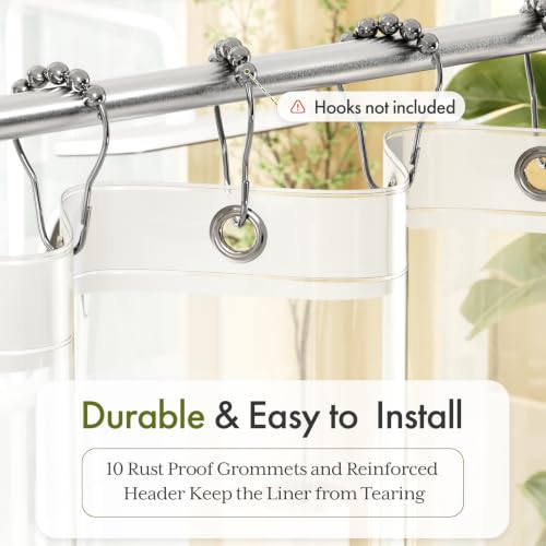 Image of Bathway Shower Curtain Liner, Clear Shower Curtain Liner 60x64 PEVA Waterproof Shower Curtain Liner Plastic with 3 Magnets and 10 Rustproof Metal Grommets, Lightweight Shower Liner for Bathroom