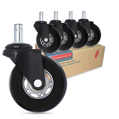Rollerblade Office Chair Caster Wheels Replacement, 2.8 Inch Heavy Duty Casters, Safe For All Floors Including Hardwood And Tile, Set Of 5 (Grey/Black) #TOP21