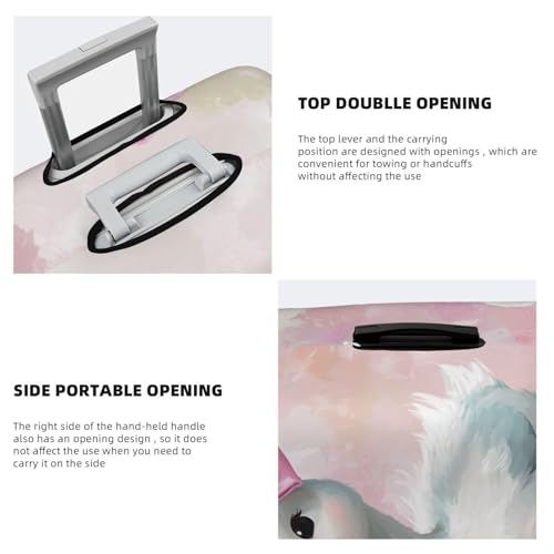 White Duck With Pink Bow On Head Elastic Travel Luggage Covers Dustproof Scratch-Resistant Suitcase Protector Fit 22-24 Inch3