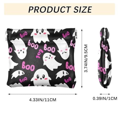 Blush Ghosts Coin Purse Leather Pouch Change Purse, Squeeze Coin Pouch for Cards, Keys & Lipsticks, Unisex3