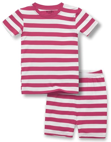 Vaenait Toddler Kids Junior Summer Short Sleepwear Pajamas 2pcs Set Stripe Simple Whitehotpink JM