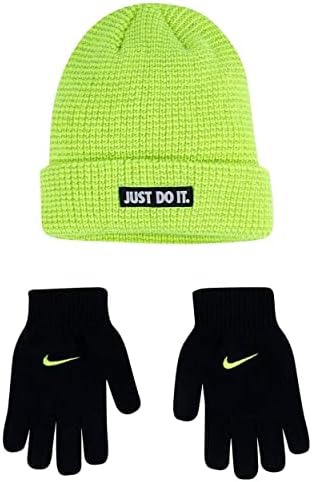Nike Boys' Beanie & Gloves 2 Piece Set (Neon Green) One Size Fits All (8-20)