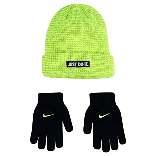 Nike Boys' Beanie & Gloves 2 Piece Set (Neon Green) One Size Fits All (8-20) #TOP18