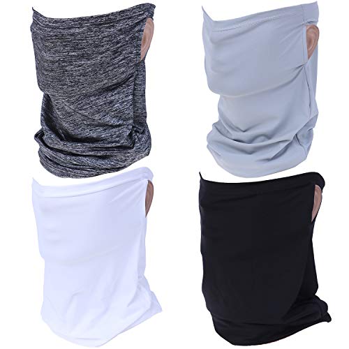 4 Pieces Summer UV Protection Face Protection with Ear Hole Neck Gaiters Freezer Summer Bandana, 4 Colors