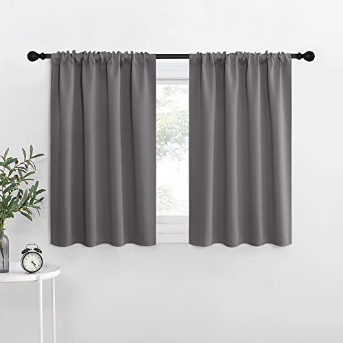 NICETOWN RV Bunk Curtains, Grey Kitchen Window Curtains Over Sink, Thermal Insulated Rod Pocket Blackout Blinds & Drapes for Small Windows (2 Panels,