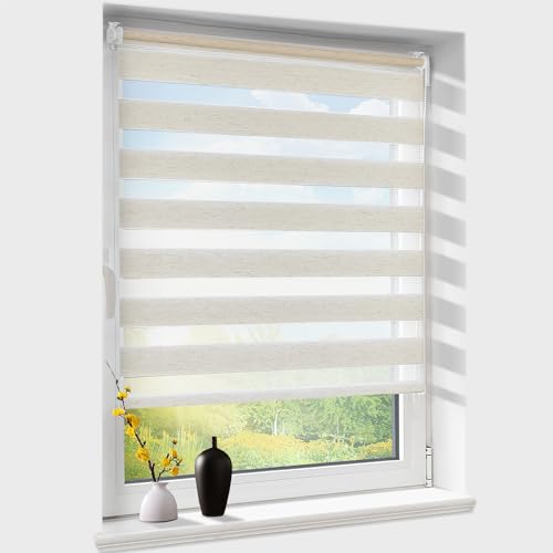 Doppelrollo klemmfix ohne Bohren, Duo Rollos für Fenster & Tür mit Bohren, Fensterrollo lichtdurchlässig & verdunkelnd, Klemmrollo Sonnenschutz