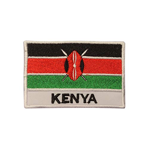 Image of Kenya National Country Flag Patch Iron On Patch Sew On Embroidery Badge Country Patch