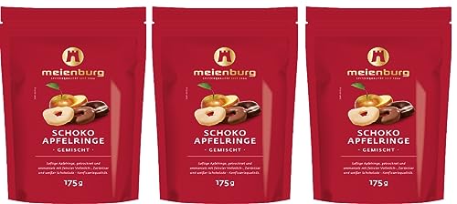 Meienburg Schoko Apfelringe | Vollmilch und Zartbitter und weißer Schokolade | 3x175g Beutel