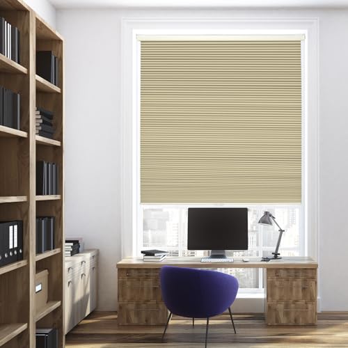 FabuBlinds Cordless Cellular Shades, No Drill No Tools Honeycomb Window Blinds, Blackout Light Blocking Cellular Shades for Window, Thermal Insulation Blinds, Easy to Install, Light Cream 33"W x 48"H by FABUBLINDS - Used condition - Image 6
