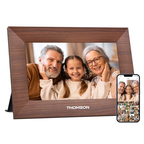 THOMSON 7 Inch Digital Picture Frame, Digital Photo Frame WiFi with 32 GB, 1280x800 HD IPS Touch Screen, Auto-Rotate, Slideshow, Share Photos/Videos Instantly from Anywhere Great Gift (7 Inch WiFi) by THOMSON - Used condition - US$48.70