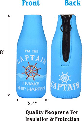 Meant2Tobe Pirate And Sailor Gifts Pack - Captain Hats And First Mate Hats Set With Bottle And Can Drink Holder - Nautical Blue - Great Party Favor And Boating Theme Gifts #TOP4