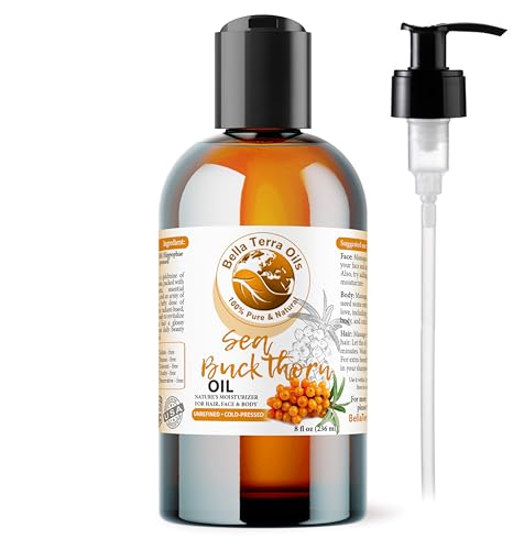 Bella Terra Oils - Natural Sea Buckthorn Oil 8oz - Cold-Pressed Treasure, Bursting with Omega-3 & Omega-6, A Radiant Glow in Every Bottle