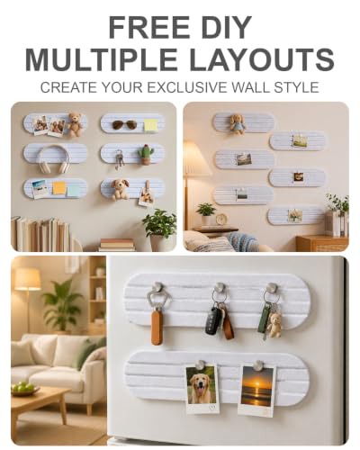 6 Pcs 15.7x3.9 Felt Board, Self-Adhesive and Removable Nano Tap Wall Decor, 0.35" Thick Freely Combinable Felt Bulletin Board for Bedroom Living Room Office Classroom Flower Shop (White) — view 2