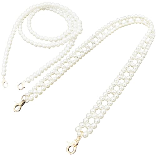Abuyall Vintage Evening Purse Beads Peal Strap Top-Handle Kiss Lock Strap Retro Bag Women's Clutch Bag for Party 1920s Clutch Purse (pearl-white)