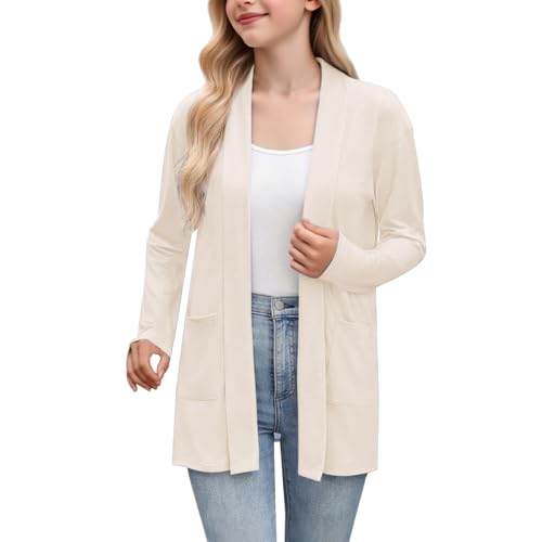 Girl's Open Front Cardigan Long Sleeve Knit Sweaters Kids Solid Loose Outerwear Coats Fall Winter Casual Jackets