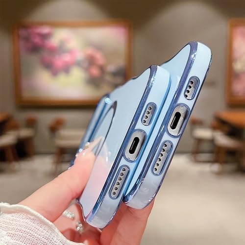 ZONRW for iPhone 16 Plus Case Magnetic,for Women Girls Soft Cute Wave Frame Curly Shape Love Heart Luxury Plating Phone Case Compatible with MagSafe Shockproof Back Cover 6.7"-Blue by ZONRW - Used condition - Image 6