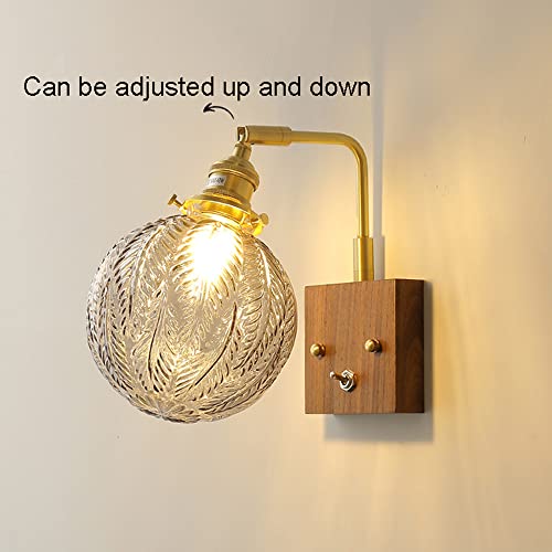 Aplique de pared antiguo de nogal con globo de vidrio ajustable 2