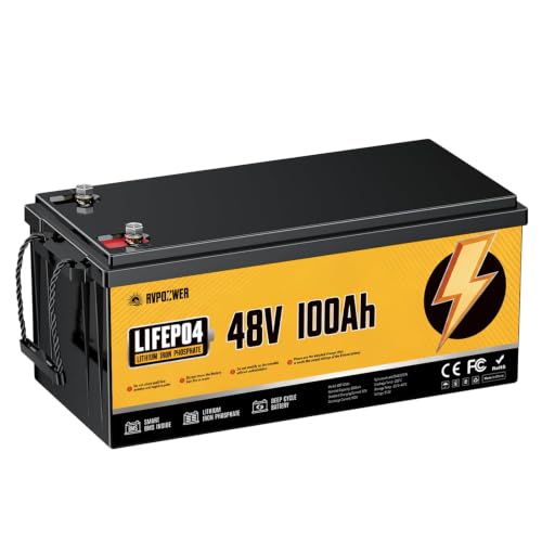 Rvpozwer 48V 100Ah LiFePO4 Batterie 5120Wh Solarspeicher mit 100A BMS