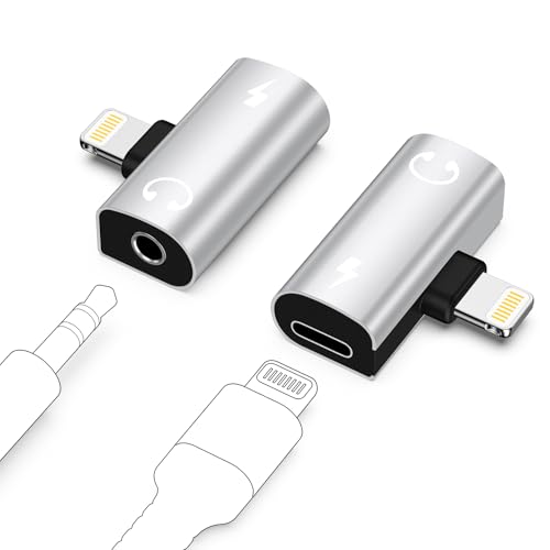 �y2�Z�b�g�zLightning �C���z�� �ϊ��A�_�v�^ 2in1 �[�d���Ȃ��特�y�Đ� 3.5mm �C���z���W���b�N�ϊ� MFi�F�� ���C�g�j���O �[�d�|�[�g���� �L���C���z�� AUX �ԍڑΉ� iPhone 14/13/12/11/SE/XS/XR/X