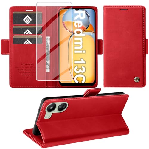 Protégez votre Redmi 13C des bris d'écran avec cet étui portefeuille rouge