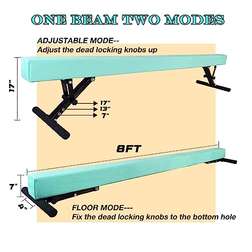 FC FUNCHEER 8FT Folding Balance Beam -Gymnastics Beam -Wood core Floor Beam - Anti-Slip Bottom -Faux Suede Cover -Stainless Hinge and Carrying Bag for Kids Training at Home …