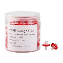 Hydrophobic PTFE Syringe Filter 13mm Diameter 0.22um Pore Size, High Throughput Lab Filtration, Non Sterile, Pack of 100 PTFE, 13mm 0.22m