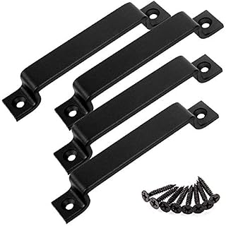 6-1/2 Inch Sliding Barn Door Handle Pull, CBTONE 4 Pack Black Steel Pull