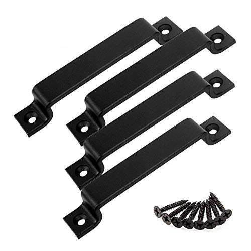 6-1/2 Inch Sliding Barn Door Handle Pull, CBTONE 4 Pack Black Steel Pull Handle for Sliding Barn Doors Gates Garages Sheds Closets