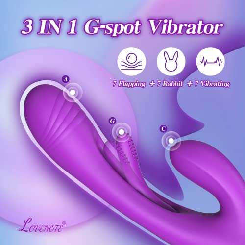 Flapping Vibrator Dildo For Women: G Spot Rabbit Vibrator With 7 Vibration 7 Flapping Modes, Waterproof Clitoralis Stimulator For Clit Nipple Anal Stimulation, Rechargeable Adult Sex Toys For Women #TOP1