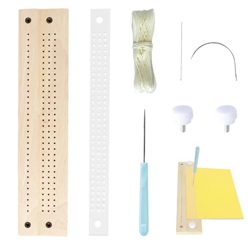 Image of 8Pcs Bookbinding Kit, Bookbinding Tools Set Wooden Signature Punching Tools Book Binding Punch Guide Tool with Awl Curved and Straight Needle Bookbinding Supplies for DIY Crafts Journals Scrapbooking