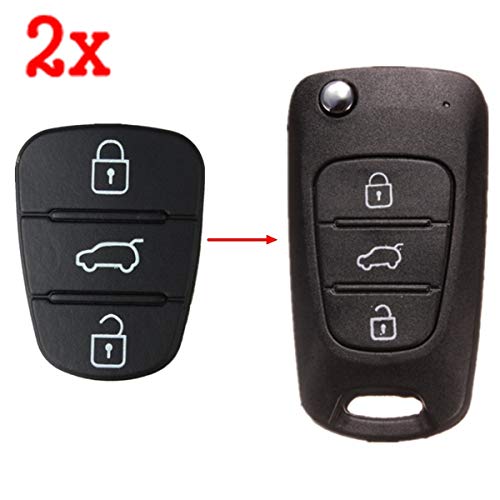 AutoE 2x 3 Button Remote Key Fob Case Rubber Pad For Hyundai I10 I20 I30 Flip Key Key Shell Case for Car