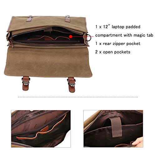 Banuce 13.3 inch Laptop Messenger Bag for Men Vintage Canvas Briefcase Tote Tablet Satchel Shoulder Bag